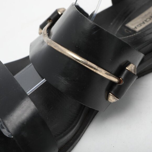 BALENCIAGA Leather Gladiator Sandals Black Gold Italy Designer Strappy Summer - Picture 13 of 16
